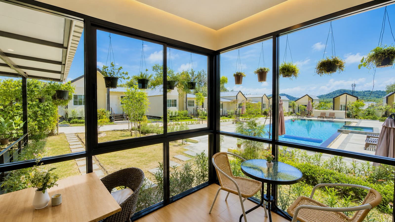 Garden café with pool view at NaraRin Phuket